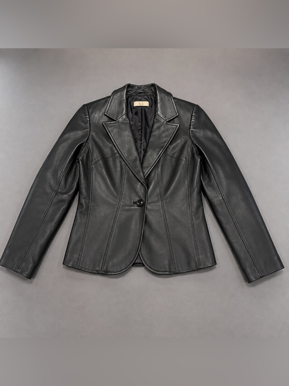 100% Genuine Leather Black Blazer Jacket Women’s S Tailored Single Button
